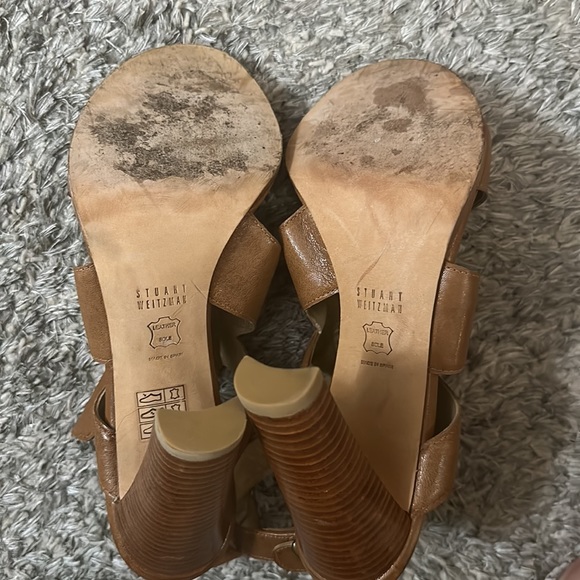 Stuart Weizmann camel leather sandals with belted ankle strap size 40.5 - Picture 5 of 8